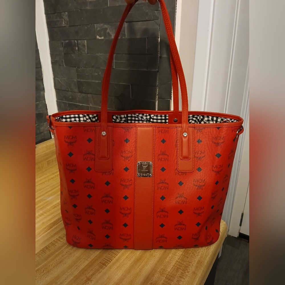 MCM Authentic Red & Black Tote Like New  (Stunning) - Picture 3 of 12